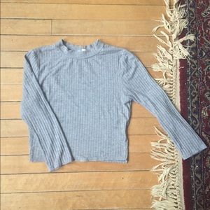 Gray Mock Neck Cropped Top
